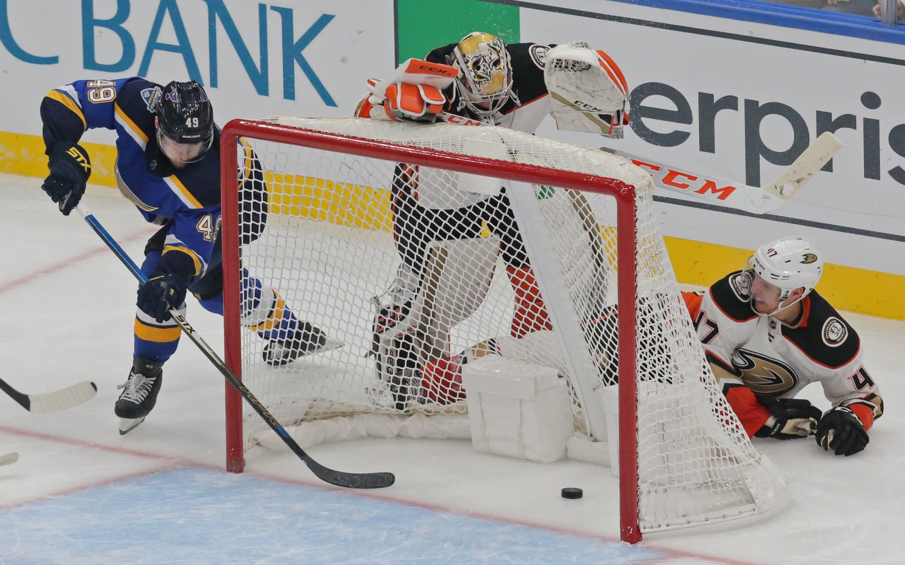 The Blues take on the Ducks at the Enterprise Center